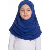 Hürrem Bone Saks Mavisi Pratik Hazır Geçmeli Çocuk Tesettür Bone Sandy Kumaş Kendinden Boneli 78_24