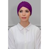 Hürrem Bone Şarabi Pratik Hazır Geçmeli Tesettür Bone Sandy Kumaş Çapraz Büzgülü 1801_08 - Standart