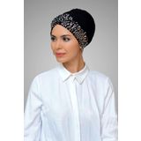 HÜRREM BONE Siyah-gümüş Pratik Hazır Geçmeli Tesettür Bone Sandy Kumaş Pullu Tek Çapraz _101 1907