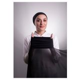 HÜRREM BONE Siyah Pratik Hazır Geçmeli Şal Şifon Boru Boneli _01 3001