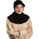 Hürrem Bone Siyah Pratik Hazır Geçmeli Şapkalı Tesettür Eşarp Viskon Düz 2513_01 - Standart