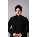 HÜRREM BONE Siyah Pratik Hazır Geçmeli Tesettür Bone Sandy Kumaş Atkılı 2204_01
