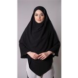 Hürrem Bone Siyah Pratik Hazır Geçmeli Tesettür Eşarp Medine İpeği Bağcıklı Çift Katlı Sufle Hijab 2302_01