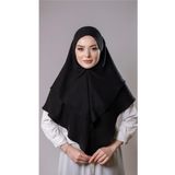 Hürrem Bone Siyah Pratik Hazır Geçmeli Tesettür Eşarp Pamuk Caz Kumaş Çift Katlı Düz Hijab 2303_01