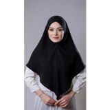 Hürrem Bone Siyah Pratik Hazır Geçmeli Tesettür Eşarp Pamuk Caz Kumaş Tek Katlı Çapraz Hijab 2305_01