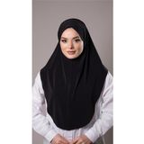 Hürrem Bone Siyah Pratik Hazır Geçmeli Tesettür Eşarp Sandy Kumaş Düz Hijab 2308_01