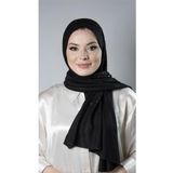 Hürrem Bone Siyah Pratik Hazır Geçmeli Tesettür Şal Örme Kumaş Taş Desenli 2118T_01