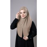 Hürrem Bone Sütlü Kahve Pratik Hazır Geçmeli Tesettür Eşarp Sandy Kumaş Yırtmaçlı Düz Hijab 2310_26