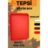 Hürsan Group Büyük Boy Plastik Fastfood Yemekhane Servis Tepsisi(53×37)Cm - Kırmızı