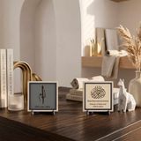 Huruf-u Mukatta Tasarımlı ve Besmele Yazılı İkili Obje Set 10x10 cm | Çerçeve içi tasarımlar, kalıcı işlemlerle özel deri üzerine uygulanarak estetik ve uzun ömürlü bir görünüm sağlar.