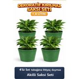 Hüskon Ticaret 4 Adet Dekoratif Dış + 4 Adet Iç Saksı Akıllı Saksı Seti 1,8 Lt