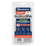 Husqvarna X-Cut SP33G 18 İnç Elektrikli Testere Zinciri, 2'li Paket, 0,000 cm Adım, 0,50 inç Ölçer, 72 Tahrik Bağlantılı Testere Bıçağı Değiştirme, Önceden Gerilmiş ve Düşük Geri Tepme, Gri