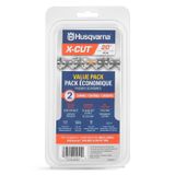Husqvarna X-Cut SP33G 20 İnç Elektrikli Testere Zinciri, 2'li Paket, 0,000 cm Adım, 0,50 inç Ölçer, 80 Tahrik Bağlantılı Testere Bıçağı Değiştirme, Önceden Gerilmiş ve Düşük Geri Tepme, Gri