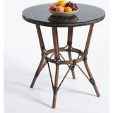 Huteras Bahçe Masası Bambu Rattan Örgü Kare 60X60 cm Balkon Teras Masası Kahverengi - 60 x 60