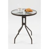 Huteras Bahçe Masası Bistro Yuvarlak Metal 60X60 cm Balkon Teras Kafe Masası Kahverengi - 60 x 60