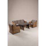 Huteras Rio Rattan 3+1+1 Bahçe Balkon Oturma Grubu Alüminyum Iskelet Cam Sehpalı Minderli Gri