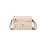 Hüvendo Smart Bags Bej Kadın Omuz Çantası Hafif Kumaş Çok Cepli Çapraz Uzun Askılı