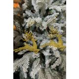 Huzur Party Store 2 Adet Koşan Geyikler Yılbaşı Ağacı Süsü Gold Altın Sarısı Renkli Geyik 11x13 Cm Yeni Yıl Çam Ağaç