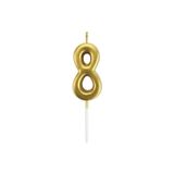 Huzur Party Store 8 Yaş Gold Rakam Mum Altın Renk Doğum Günü Pasta Mumu Yaş Mumu 12 Cm