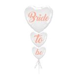Huzur Party Store Bride To Be 3'lü Folyo Balon Seti Beyaz Üstüne Rose Gold Renk Birleşik Kalpler 100 Cm Bekarlığa Veda
