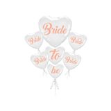 Huzur Party Store Bride To Be 5 Parça 7 Balon Folyo Kalp Set Beyaz Üstüne Rose Gold Renk 100 Cm Bekarlığa Veda Partisi