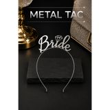 Huzur Party Store Bride Yazılı Metal Taç Gümüş Renkli Gri Renginde Bekarlığa Veda Partisi Konsepti Kaliteli Taç