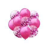 Huzur Party Store Fuşya Konfetili Şeffaf Ve Fuşya Metalik Balon Seti 20 Adet 30 Cm Içi Gözüken Koyu Pembe Pullu Balon