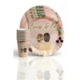 Huzur Party Store Gelin Çiçek Balon Baskılı Tabak Bardak 8'li Set Karton Bride To Be Yazılı Bekarlığa Veda Parti Süsü