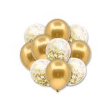 Huzur Party Store Gold Konfetili Şeffaf Ve Gold Krom Balon Seti 20 Adet 30 Cm Içi Gözüken Altın Sarısı Balon Pulu