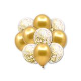 Huzur Party Store Gold Konfetili Şeffaf Ve Gold Metalik Balon Seti 20 Adet 30 Cm Içi Gözüken Altın Sarısı Pullu Balon