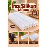 Huzur Party Store İnce Silikon Çubuk 10 Adet 30 cm Şeffaf Sıcak 7mm Mum Tabancası Uyumlu Yapıştırıcı Hobi