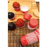 Huzur Party Store Kırmızı Puantiyeli 50'li Kek Kalıbı Fırında Dağılmayan Puanlı 6.5x4 Cm Sert Karton Muffin Cupcake