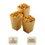 Huzur Party Store Kraft Karton Rengi Mısır Kutusu 8'Li Kahverengi Karton Cips Kutusu Düz Renkli 8 Adet Pop Corn Darı