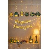 Huzur Party Store Led Işıklı Hoşgeldin Ramazan Yazısı Ramazan Bayramı Tavan Süsü 11 Ayın Sultanı Dini Süsleme Süs Seti