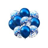 Huzur Party Store Mavi Konfetili Şeffaf Ve Lacivert Metalik Balon Seti 20 Adet 30 Cm Içi Gözüken Pullu Balon Pulu
