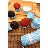 Huzur Party Store Mavi Puantiyeli 50'li Kek Kalıbı Fırında Dağılmayan Puanlı 6.5x4 Cm Sert Karton Muffin Cupcake