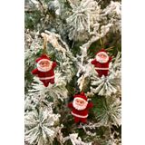 Huzur Party Store Noel Baba Yılbaşı Çam Ağacı Süsü 3'lü 5 Cm Kırmızı Renk Kıyafetli Beyaz Sakallı Yeni Yıl Süsü