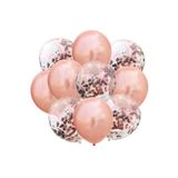 Huzur Party Store Rose Gold Konfetili Şeffaf Ve Rose Gold Metalik Balon Seti 20 Adet 30 Cm Içi Gözüken Pullu Balon