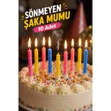 Huzur Party Store Sönmeyen Şaka Mumu 10 Adet Üfleyince Sönmeyen Doğum Günü Pasta Mumu