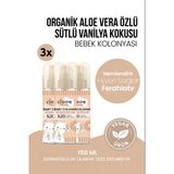 Huzur Veren Sütlü Vanilya Kokulu Hassas Cilt Uyumlu Organik 3’Lü Avantajlı Bebek Kolonyası Seti 3X150 Ml