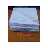 HUZURLU Pamuklu İç tulbenti 10 adet beyaza renkli oyalı iç yazması 90x90 ebat bone başörtüsü