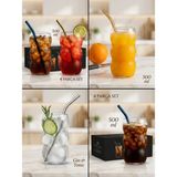 Hvc Ticaret 4 Pipet 4 Bardak Soğuk Kahve Bardağı Meşrubat Bardağı 500 ml - 4 Adet - 001 - Beyaz