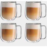 Hvc Ticaret 4'lü Çift Cidarlı Bardak Nescafe, Latte, Bitki Çayı Bardağı 350 ml - 001 - Beyaz