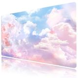 HVEST Pink Cloud Oyun Fare Altlığı, Masa için, Pastel Bulut Büyük Klavye ve Fare Altlığı, Kaymaz Kauçuk Tabanlı ve Dikişli Kenarlı, İş, Ofis, Ev için Uzatılmış Uzun Bilgisayar Masası Matı 80 x 39,9 cm