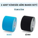 HVM Kinesio Bandı 5 Metre x 5 cm Sporcu Bandı 2'li Set Siyah ve Mavi