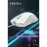 HXSJ A869 Kablolu Rgb Oyuncu Mouse 6400DPI 7 Tuşlu - Beyaz