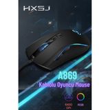 HXSJ A869 Kablolu Rgb Oyuncu Mouse 6400DPI 7 Tuşlu - Siyah