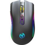 HXSJ T69 Kablosuz Rgb 4800 Dpı Oyuncu Mouse - 650 Mah Yüksek Kapasiteli Batarya - Siyah