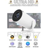 HY300S Mini Projeksiyon Cihazı Taşınabilir Android Sistemli Wifi HDMI USB Destekli Sinema Projektör - Siyah - Beyaz