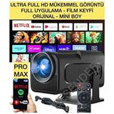 HY320 Mini Promax Taşınabilir Projeksiyon 4K Çözünürlük LED Işık Kaynağı Wifi ve Bluetooth Bağlantıları - Gri